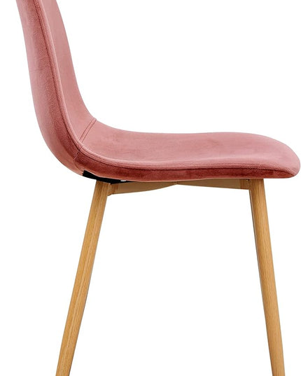 FurnitureR Dining Chairs Set of 4, Velvet Dining Room Seating Upholstered Armless Kitchen Chairs, Side Chair Mid-back with Metal Legs for Living Room Bedroom Home Office, Rose - LeafyLoom