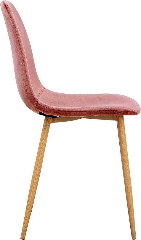 FurnitureR Dining Chairs Set of 4, Velvet Dining Room Seating Upholstered Armless Kitchen Chairs, Side Chair Mid-back with Metal Legs for Living Room Bedroom Home Office, Rose - LeafyLoom