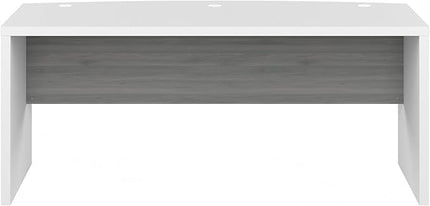 Bush Business Furniture Echo Bow Front Desk, 72W, Pure White and Shiplap Gray - LeafyLoom