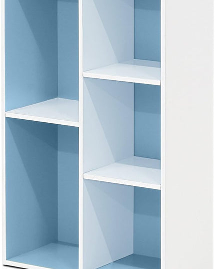 Furinno 5-Cube Reversible Open Shelf, White/Light Blue 11069WH/LBL - LeafyLoom