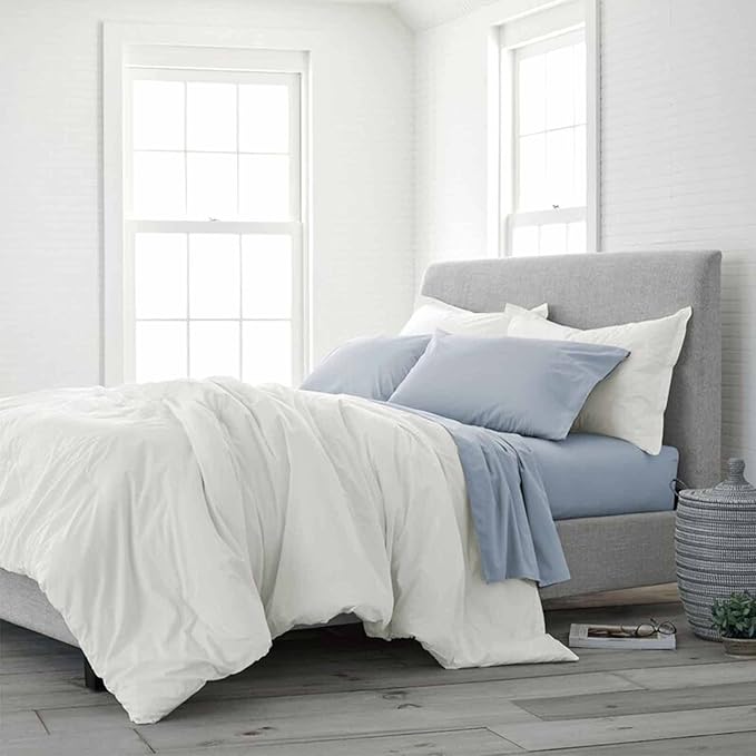 ETDIFFE White California King Comforter Set - 3 Piece Modern Bedding Set Cal King Size, Soft & Lightweight All Season Microfiber Down Alternative Bed Comforter (104x96 Inches) with 2 Pillow Shams - LeafyLoom
