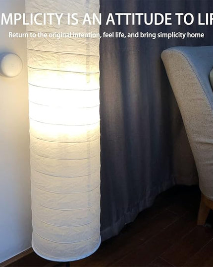 Paper Floor Lamp Shade, Foldable and Minimalist Style Rice Paper Lamps Classic Modern Paper Floor Light Bulb Cage Guard for Living Room Bedroom Décor - LeafyLoom