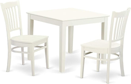 East West Furniture OXGR3-LWH-W Oxford 3 Piece Modern Set Contains a Square Wooden Table and 2 Dining Room Chairs, 36x36 Inch - LeafyLoom