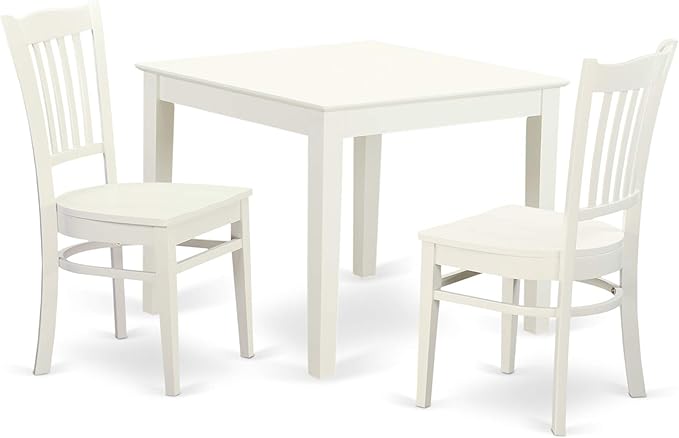 East West Furniture OXGR3-LWH-W Oxford 3 Piece Modern Set Contains a Square Wooden Table and 2 Dining Room Chairs, 36x36 Inch - LeafyLoom