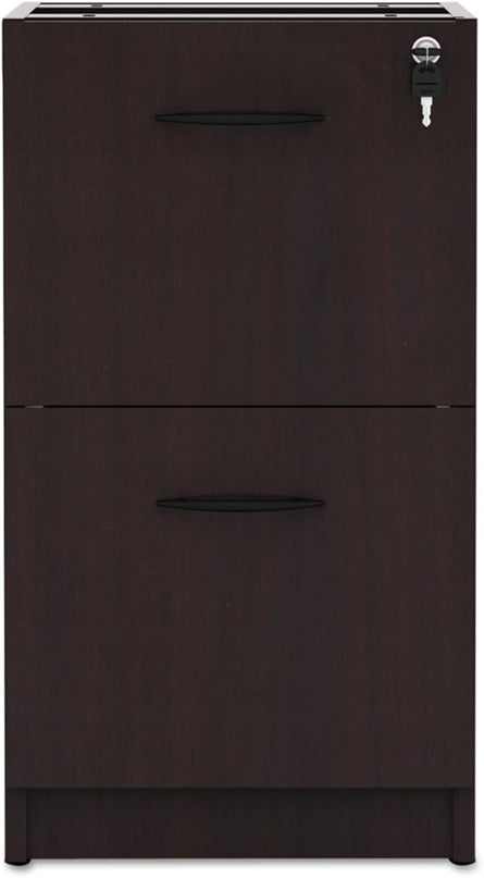Alera Alera Valencia Series Full Pedestal File, Left Or Right, 2 Legal/Letter-Size File Drawers, Mahogany, 15.63" X 20.5" X 28.5" - LeafyLoom