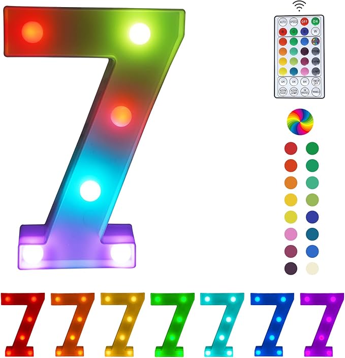 Letter LED Lights, 16 Colors Changing LED Marquee Letter Lights, Dimmable Night Lights for Wedding, Birthday, Holiday, Party, Bar, Christmas Decoration,Dorm Room Decor-Multicolor 7 - LeafyLoom