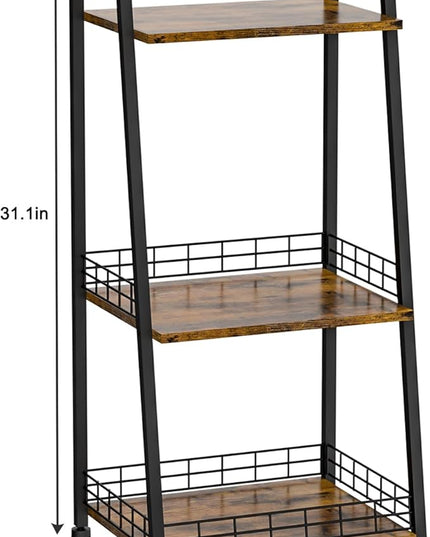 keomaisyto 3-Tier Bathroom Ladder Shelf, Wood Shelving Unit for Bathroom Storage Organizer, Freestanding Storage Shelf, Open Shelving Unit for Bathroom Small Spaces Laundry Living Room - LeafyLoom