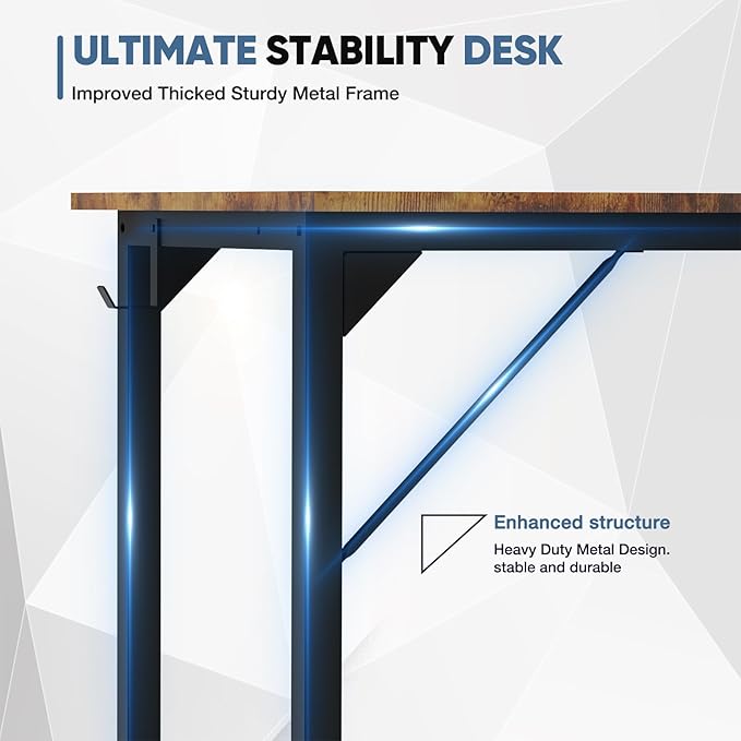 32 Inch Small Office Desk Modern Simple Style Writing Study Work Computer Table for Home Bedroom, Rust Brown - LeafyLoom