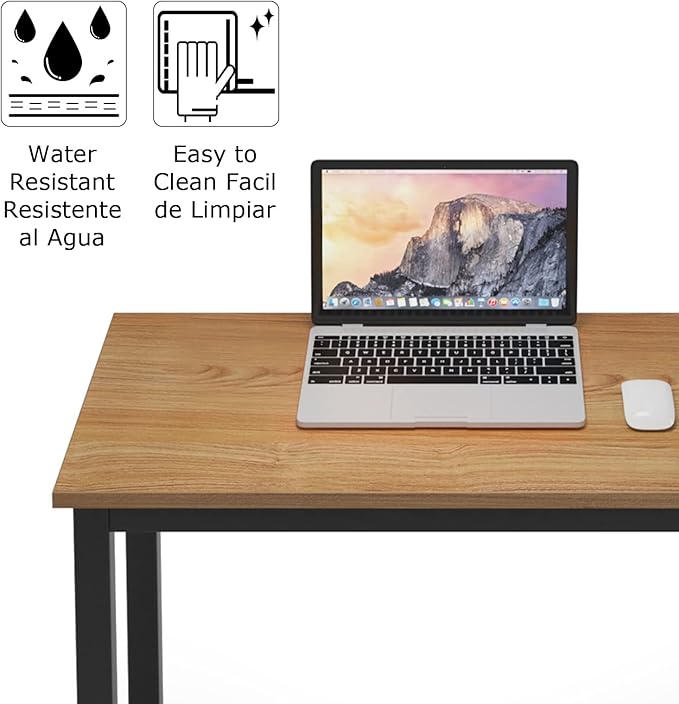 DlandHome 39 inches Small Computer Desk for Home Office Activity Table Writing Table for Small Spaces Study Table Student Laptop Desk Teak and Black DND-AC3BB-100 - LeafyLoom