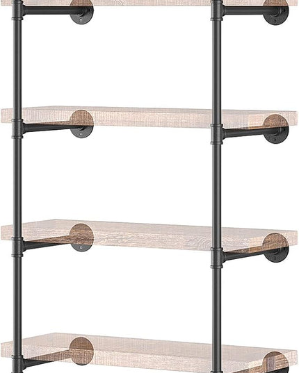 Yuanshikj 2Pc (70" tall 12" deep 3/4") Industrial Wall Mount iron Pipe Shelf Shelves Shelving Bracket Vintage Retro Black DIY Open Bookshelf Storage Home Kitchen (2 Pcs 5Tier Hardware only) - LeafyLoom