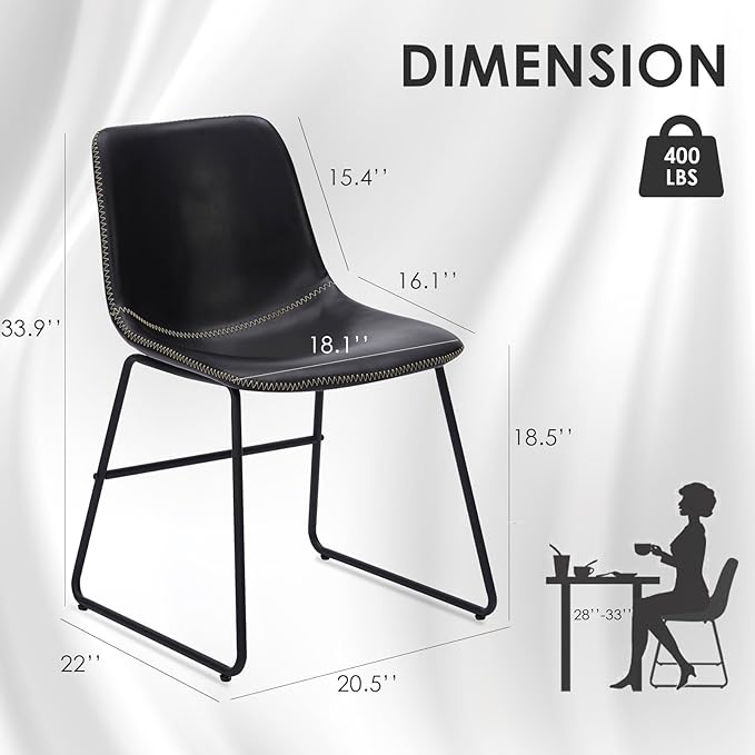 Dining Chairs Set of 4, Kitchen & Dining Room Chairs Dining Chairs Midcentury Modern Chair, Mid Century Faux Leather Dining Chair Comfortable,Dining Chair for Home - LeafyLoom