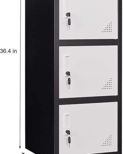 Metal Locker Storage Cabinet for School, Home, Office Employee Lock Box,Steel Organizer with 3 Doors & Keys,Steel Storage Cabinet - LeafyLoom