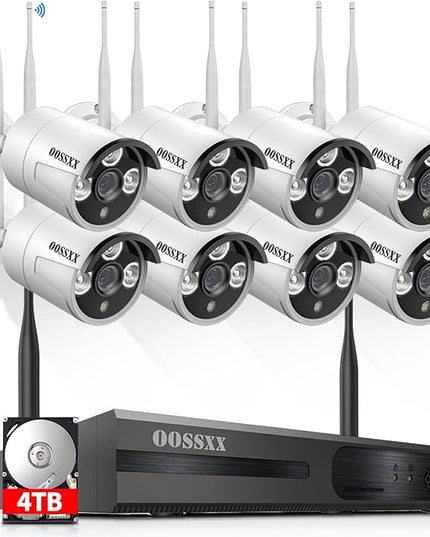 (Dual Antennas for WiFi Enhanced & 60 Days Storage) AI Human Detected 2K 3.0MP Wireless Security Camera System,OOSSXX 10 Channel NVR HD Outdoor Home Surveillance WiFi Cameras Systems OOSSXX