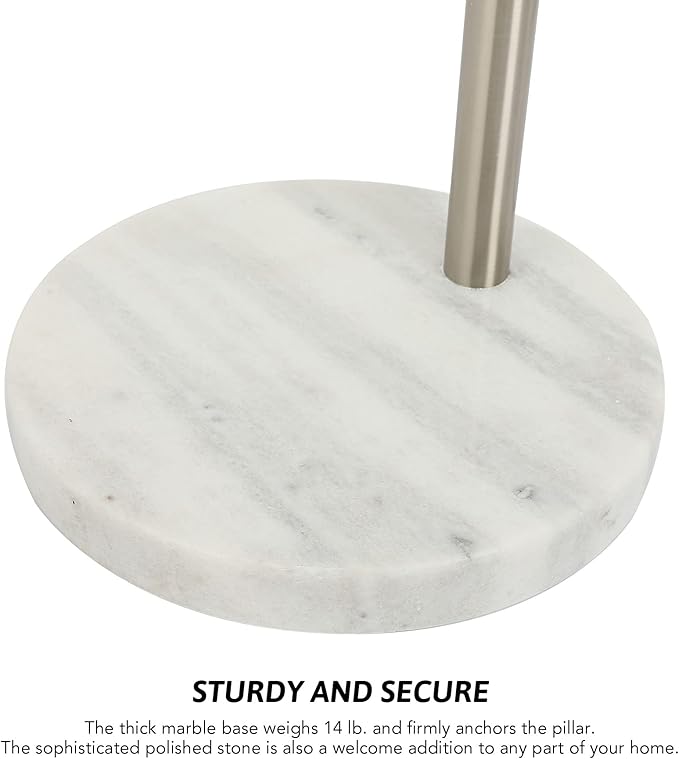 CO-Z Modern Arc Floor Lamp with 360° Rotatable Hanging Shade Adjustable Nickel Standing Reading Light with Marble Base Contemporary Arch Metal Pole Task Lamp for Living Room Couch Sofa, 69 Inch - LeafyLoom