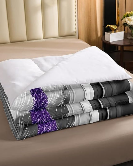 Erosebridal Purple Eiffel Tower Comforter Set Full,vintage France Paris Bedding Set for Girls Teens Women Retro City Building Down Comforter Romantic Rainy Day Quilt Set 2 Pillow Cases Bedroom Decor - LeafyLoom