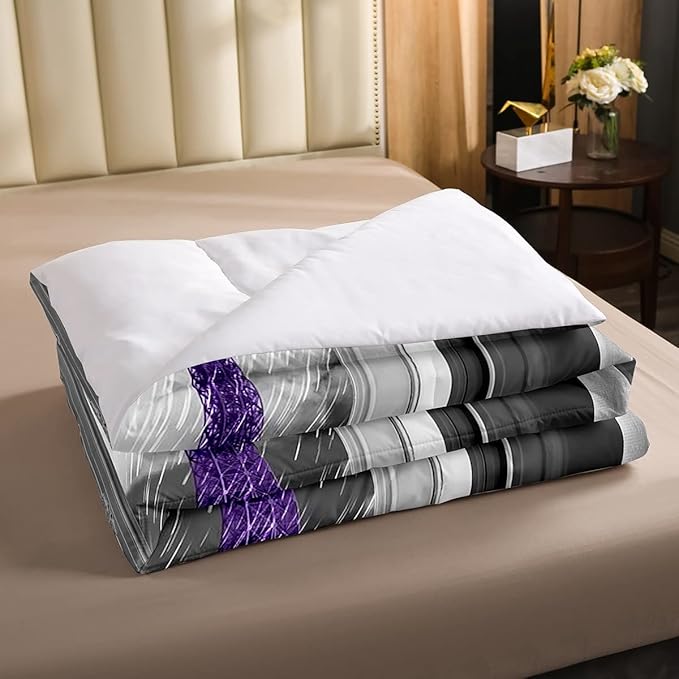 Erosebridal Purple Eiffel Tower Comforter Set King,Vintage France Paris Bedding Set for Girls Teens Women Retro City Building Down Comforter Romantic Rainy Day Quilt Set 2 Pillow Cases Bedroom Decor - LeafyLoom