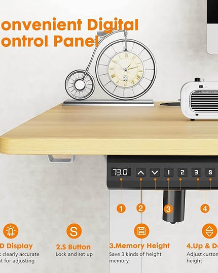 NicBex Home Office Desk 55'' x 23" Electric Height Adjustable Standing Desk Computer Desk Office Desk, Sit to Stand Ergonomic Computer Desk Adjustable Desk, Yellow - LeafyLoom
