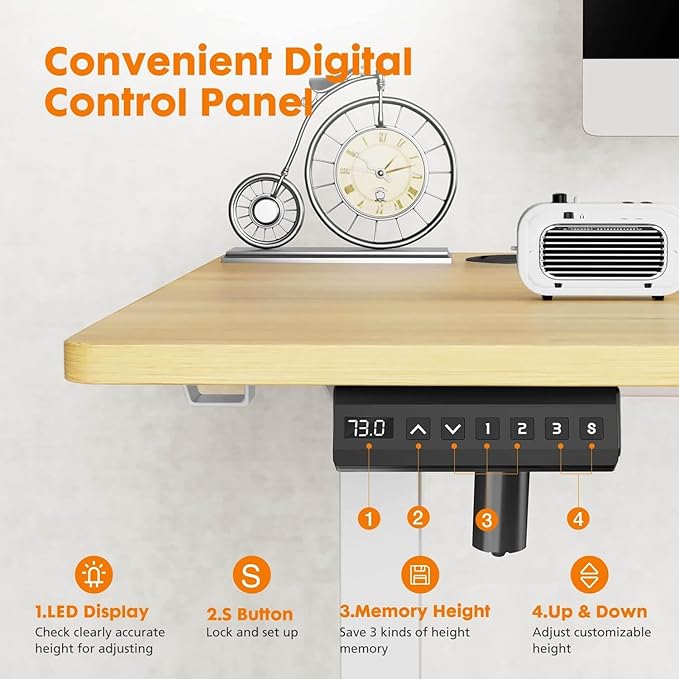 NicBex Home Office Desk 55'' x 23" Electric Height Adjustable Standing Desk Computer Desk Office Desk, Sit to Stand Ergonomic Computer Desk Adjustable Desk, Yellow - LeafyLoom