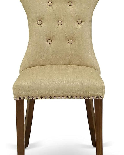 East West Furniture ANGA5-AWA-03 Antique 5 Piece Set for Small Spaces Consist of a Round Dining Room Table with Pedestal and 4 Parson Kitchen Chairs - LeafyLoom