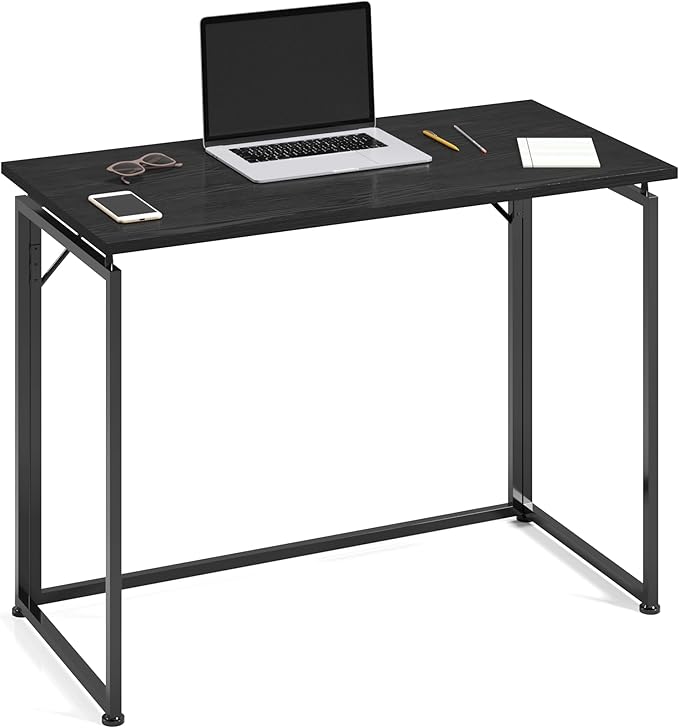 Techni Mobili Space Saving Folding Desk, Black - LeafyLoom