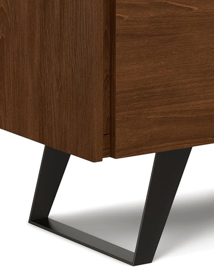SIMPLIHOME Lowry 39 Inch Wide Modern Industrial Medium Storage Cabinet in SOLID WALNUT WOOD, For the Living Room, Entryway and Family Room - LeafyLoom