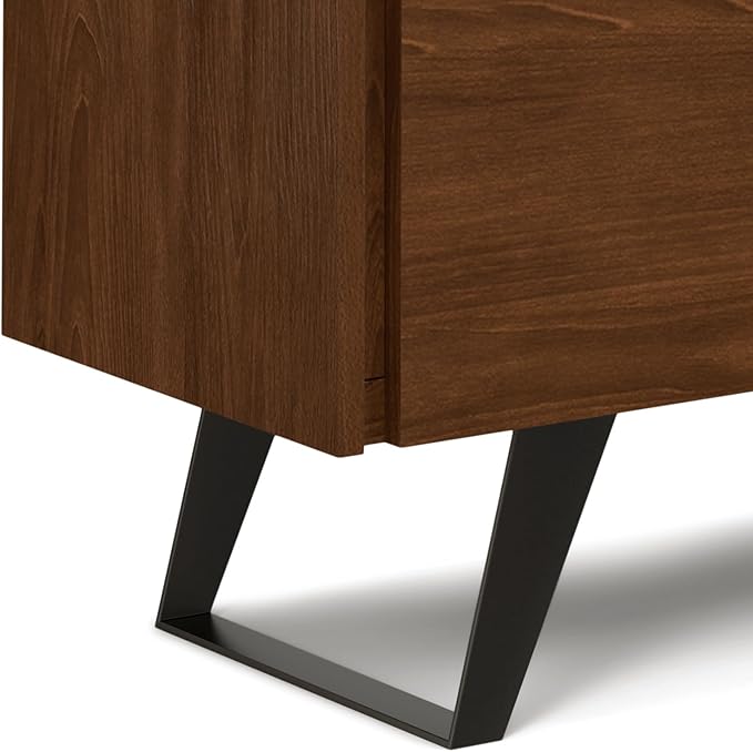 SIMPLIHOME Lowry 39 Inch Wide Modern Industrial Medium Storage Cabinet in SOLID WALNUT WOOD, For the Living Room, Entryway and Family Room - LeafyLoom