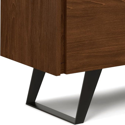 SIMPLIHOME Lowry 39 Inch Wide Modern Industrial Medium Storage Cabinet in SOLID WALNUT WOOD, For the Living Room, Entryway and Family Room - LeafyLoom
