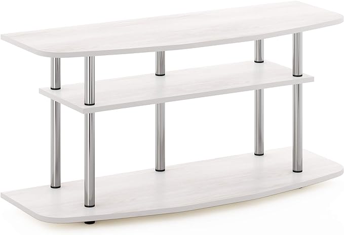 Furinno Frans Turn-N-Tube TV Stand for TV Size up to 43 Inch, 3-Tier, White Oak - LeafyLoom