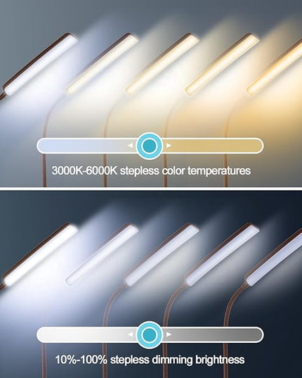 Dimunt LED Floor Lamp, Bright 15W Floor Lamps for Living Room, Adjustable 3000K-6000K & Brightness Standing Lamp with Remote & Touch Control, Reading Floor Lamps with 1H Timer for Home Office-Brown - LeafyLoom