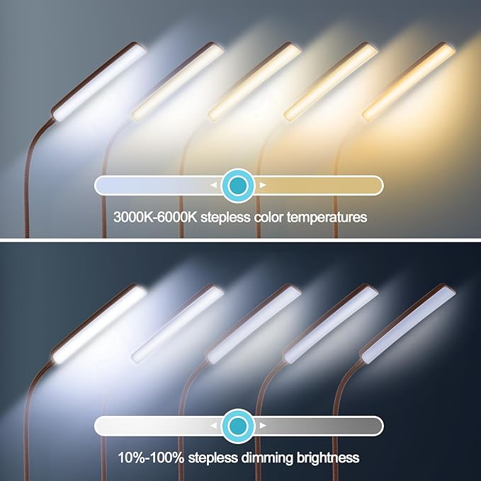 Dimunt LED Floor Lamp, Bright 15W Floor Lamps for Living Room, Adjustable 3000K-6000K & Brightness Standing Lamp with Remote & Touch Control, Reading Floor Lamps with 1H Timer for Home Office-Brown - LeafyLoom