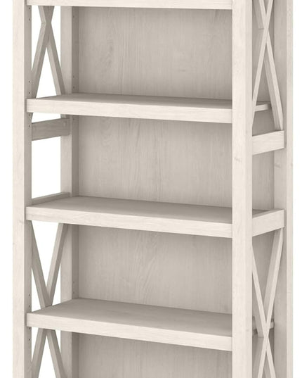 Bush Furniture Key West 2 Lateral File Cabinet | Document Storage & Key West Bookcase Shelf in Linen White Oak | Farmhouse Bookshelf Display Cabinet - LeafyLoom