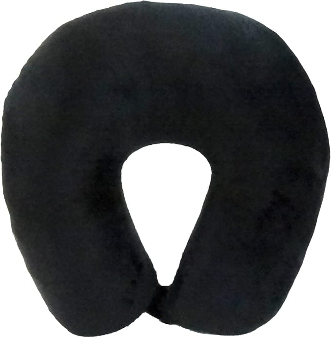 Adult Cozy Soft Microfiber Neck Pillow, Compact, Perfect for Plane or Car Travel, Black - LeafyLoom