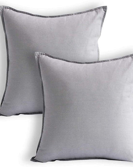 Jeanerlor Solid Cotton Linen Decoration Toss Throw Pillow Sham Cushion Case Special Pillow Cover Delicate Decorative Pillowcase for Bed/Chair/Couch, 18"x18"(45 x 45cm),2 Packs, Silver Grey - LeafyLoom