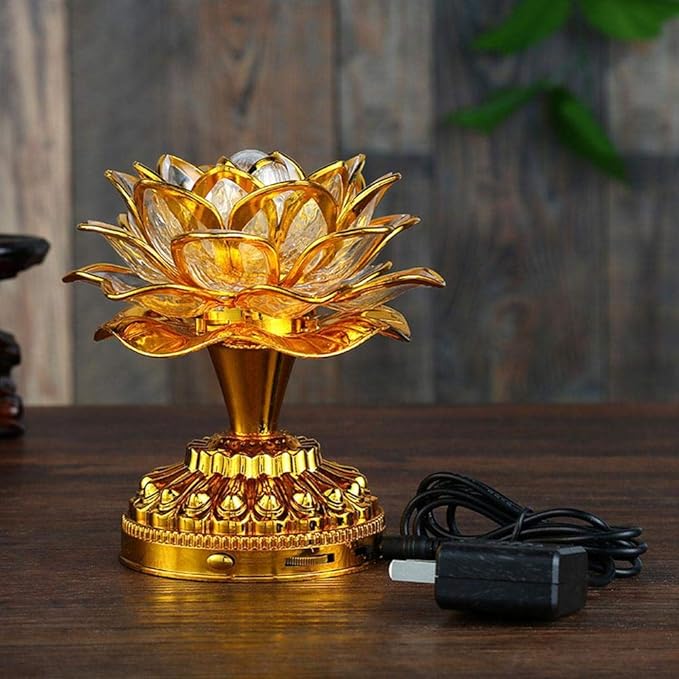 GLOGLOW Buddha Machine, LED Lotus Lamp Buddha Lamp Prayer Machine Prayer Machine with 36 Songs (without Battery) - LeafyLoom