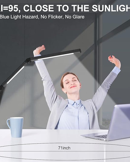 LED Desk Lamp with Clamp, Architect Desk Lamp with Dual Light and Adjustable Swing Arm, Clip-on Eye-Care 4 CCT Modes & 5 Brightness Levels Table Light Modern Desk Light for Home Office - LeafyLoom