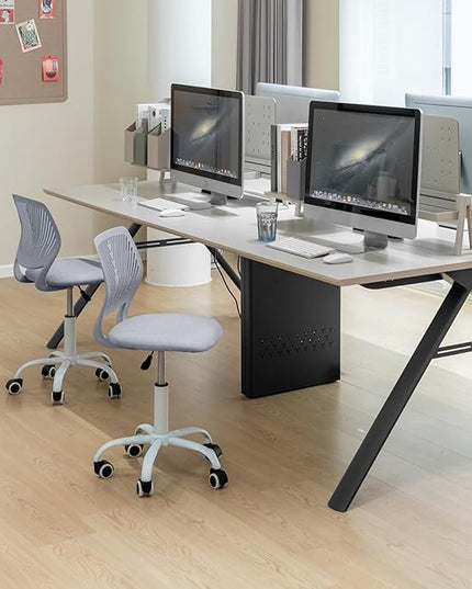 FurnitureR Writing Task Chair for Teens Boys Girls 360 Rolling Wheels Fabric Soft Pad Seat Breathable Backrest, Height Adjustable Liftup 29.5"-34.3", Morandi Grey - LeafyLoom