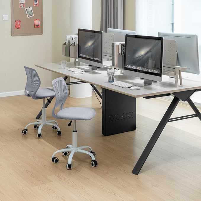 FurnitureR Writing Task Chair for Teens Boys Girls 360 Rolling Wheels Fabric Soft Pad Seat Breathable Backrest, Height Adjustable Liftup 29.5"-34.3", Morandi Grey - LeafyLoom