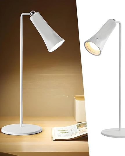 Wireless Rechargeable Desk Lamp LED Cordless Table Light Adjustable Direction Home Touch Table lamp 3 Brightness Eye-Caring Sensitive Control Bedside Light Removable Ambiance for Office Home Study - LeafyLoom
