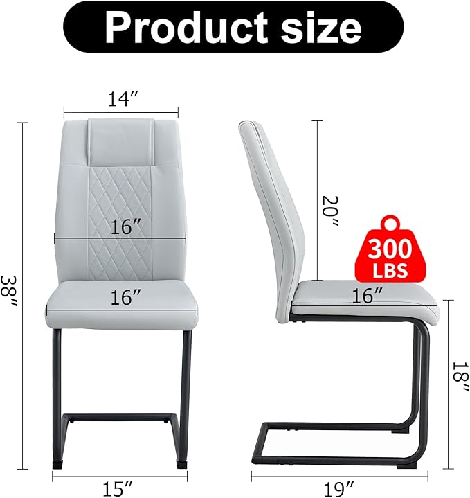 NicBex Dining Chairs Set of 4 Modern Faux Leather High Back Dining Room Kitchen Chairs with Black Metal Legs,Side Chairs for Dining Room, Kitchen,Living Room, and Restaurants,Light Gray - LeafyLoom