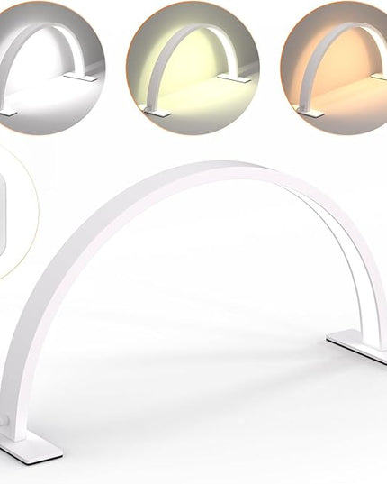 Half Moon Light for Nail Desk, Lash Light Led Nail Tech Lamp Half Moon Light Table Lamp Desk Lamp for Nail Lash Eyelash Extension Tattoo Eyebrows LED Table Lamp Desk Lamp（White） - LeafyLoom