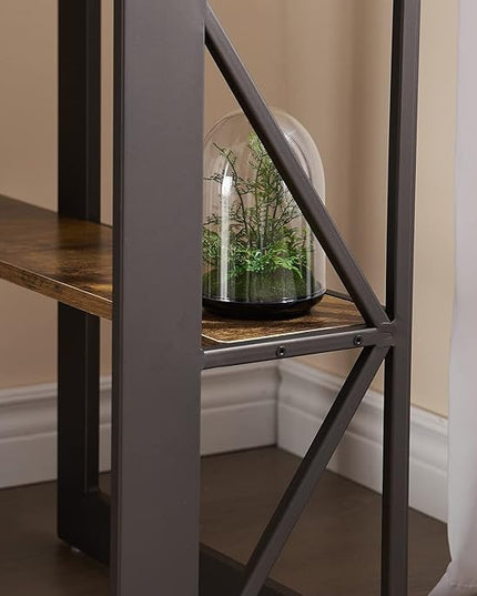 VECELO Corner Computer Desk Writing Smooth Keyboard Tray & Storage Shelves,Compact Home Office Triangle Table, Antique Brown - LeafyLoom