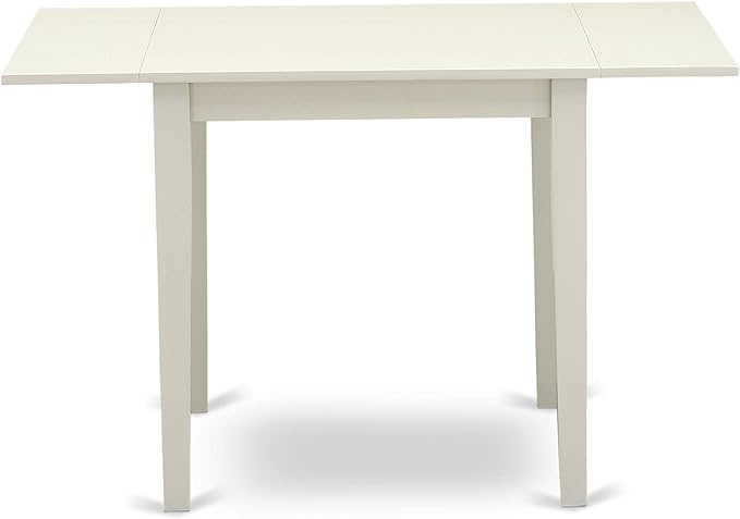 East West Furniture 1NDAB5-LWH-64 5 Piece Dinette Set for 4 Includes a Rectangle Room Table with Dropleaf and 4 White Faux Leather Parson Dining Chairs, 30x48 Inch - LeafyLoom