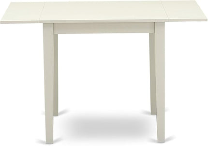 East West Furniture NDBO3-LWH-LC Norden 3 Piece Room Set Contains a Rectangle Dining Table with Dropleaf and 2 Faux Leather Upholstered Chairs, 30x48 Inch, Linen White - LeafyLoom