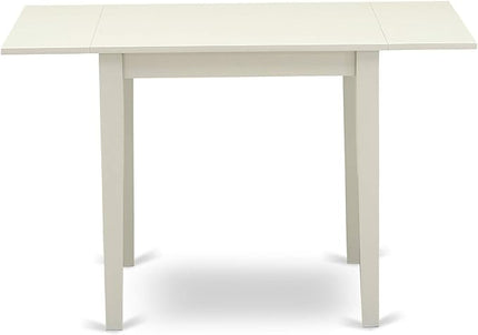 East West Furniture NDCL3-LWH-C Norden 3 Piece Room Set Contains a Rectangle Kitchen Table with Dropleaf and 2 Fabric Upholstered Dining Chairs, 30x48 Inch, Linen White - LeafyLoom