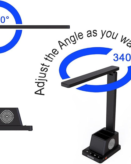 LED Desk Lamp for Home Office with USB A+C Charging Port Touch Control Reading Table Lamp Small Desk Lamp with Pen Phone Holder 3 Color Modes 4 Dimmable RGB Auto Timer 60min for Home, Office, Dorm - LeafyLoom