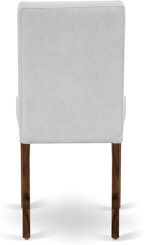 East West Furniture ANAS5-AWA-27 5 Piece Mid Century Dining Set Includes A Dinner Table and 4 Light Gray Faux Leather Parsons Chairs, Antique Walnut, 36x36 Inch - LeafyLoom