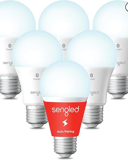 Sengled Alexa Light Bulb, S1 Auto Pairing with Alexa Devices, Smart Light Bulbs that Work with Alexa, Bluetooth Mesh Smart Home Lighting, Daylight 5000K, E26 60W Equivalent, 800LM, 6-Pack Sengled