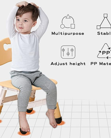 Adjustable Kid Chairs Indoor 3 Level Adjustable Suitable for Children Age 2-6. Maximum load-bearing 220LBS Suitable for Family Classroom and Nursery Child Seat Set (2-Pack-Beige) - LeafyLoom