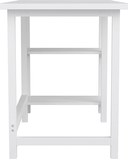 Martha Stewart Beckett Modern Trestle Desk with Open Side Shelving in White Wood Grain Finish - LeafyLoom