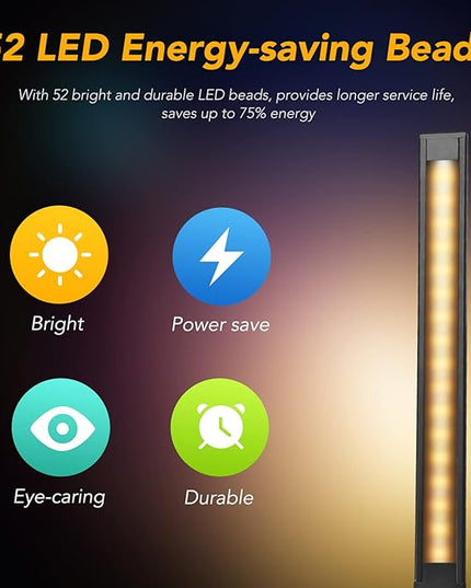 Led Desk Lamp, Desk Lamp with USB Charging Port, 5 Color Modes, 10 Brightness, Natural Light, Eye Caring Reading Lamp, Desk Light for Home Office, Table Lamp, Touch Control, Auto-Timer, Black - LeafyLoom